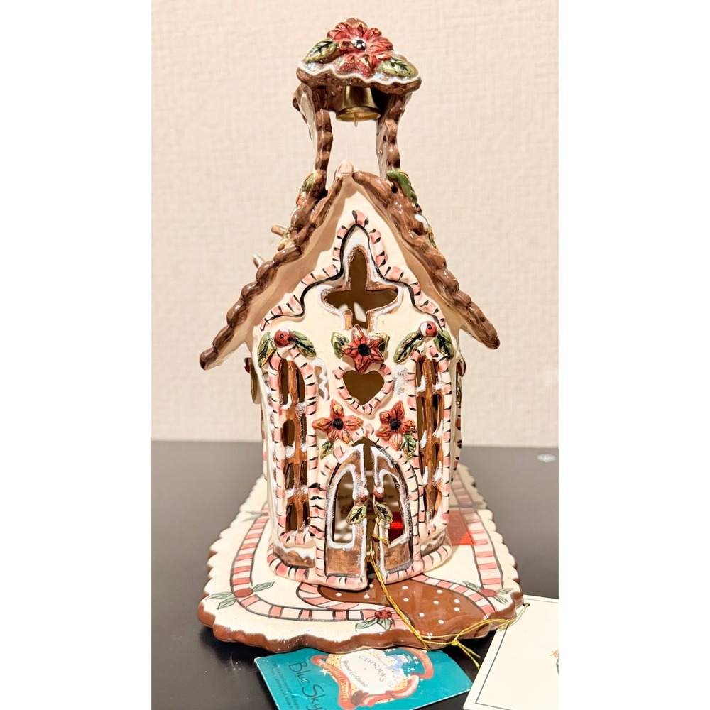 Blue Sky Clayworks Heather Goldminc Gingerbread Church Christmas Candle Holder